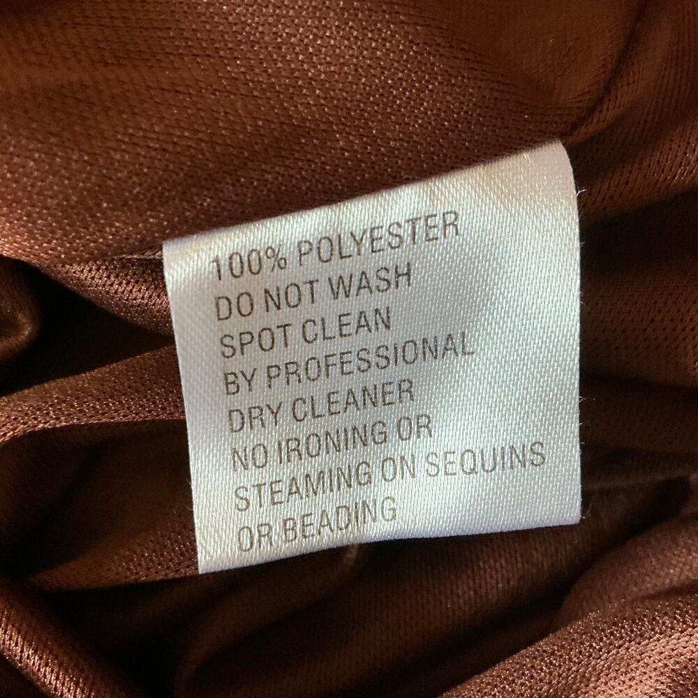 Mac Duggal 26737 Brown Evening Gown Satin Backless Long Sleeve Dress Size 12 - Picture 11 of 12